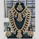 Tanish Art Jewellery Classic Pota Stone And Pearl Double Necklace Set for Women