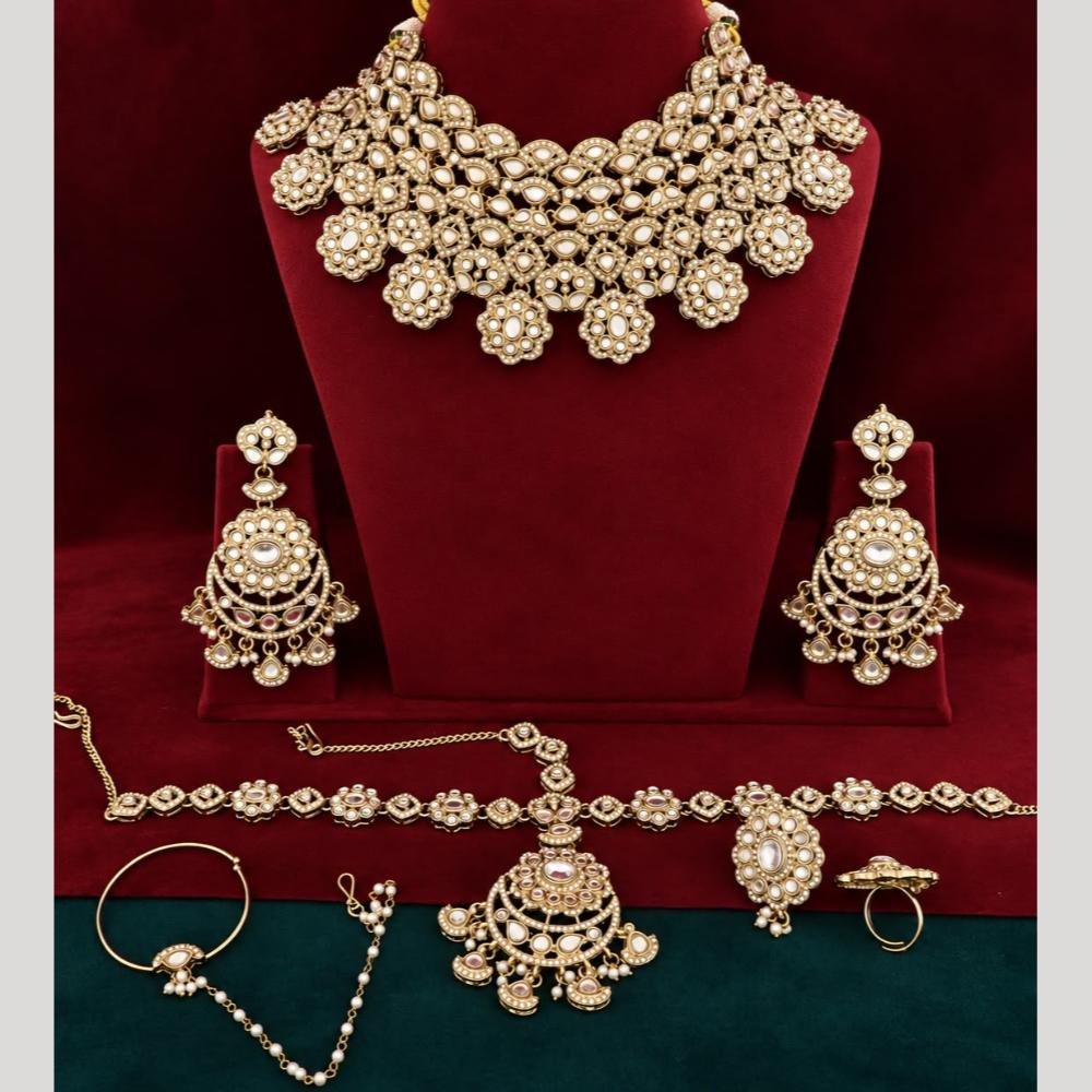 Tanish Art Jewellery Graceful Kundan Stone Semi-Bridal Choker Necklace Set