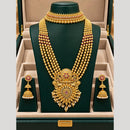 Tanish Art Jewellery Classic Pota Stone And Pearl Double Necklace Set for Women