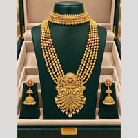 Tanish Art Jewellery Classic Pota Stone And Pearl Double Necklace Set for Women