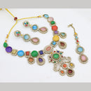 Tanish Art Jewellery Statement Multi - Color Pota Stone Neckalce Set 