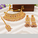 Tanish Art Jewellery Classic Pota Stone And Pearl Choker Necklace Set for Women