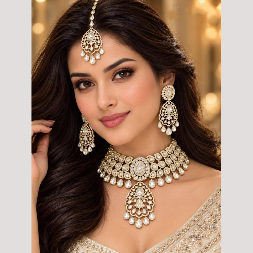 Tanish Art Jewellery Polki Kundan And Amerian Diamond Necklace Choker Set