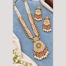 Tanish Art Jewellery Polki Kundan And Pearl Long  Necklace Set