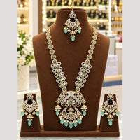 Tanish Art Jewellery American Diamond And Beads Long Necklace Set