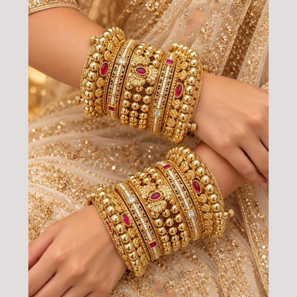 Tanish Art Jewellery Graceful Pota Stone Traditional Bangles Set