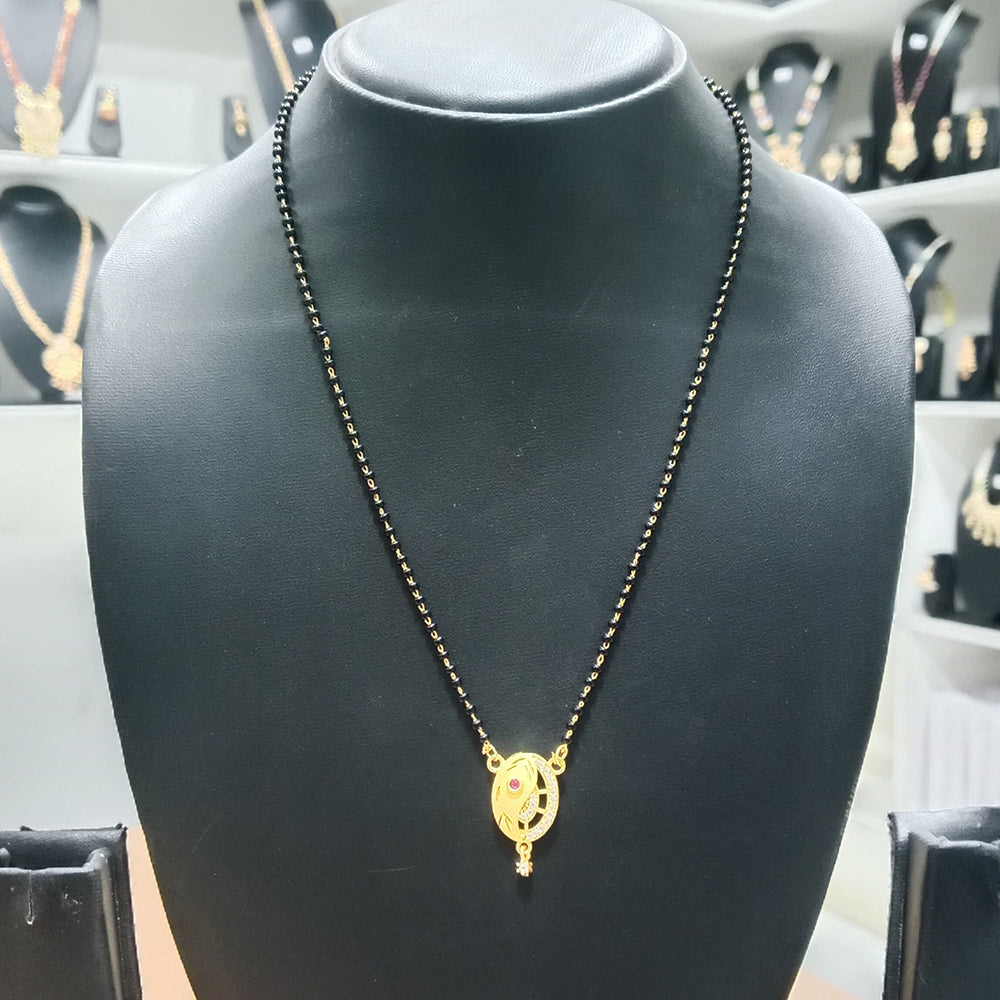 Harakh Sales Stylish Austrian Stone And Black Beads Mangalsutra