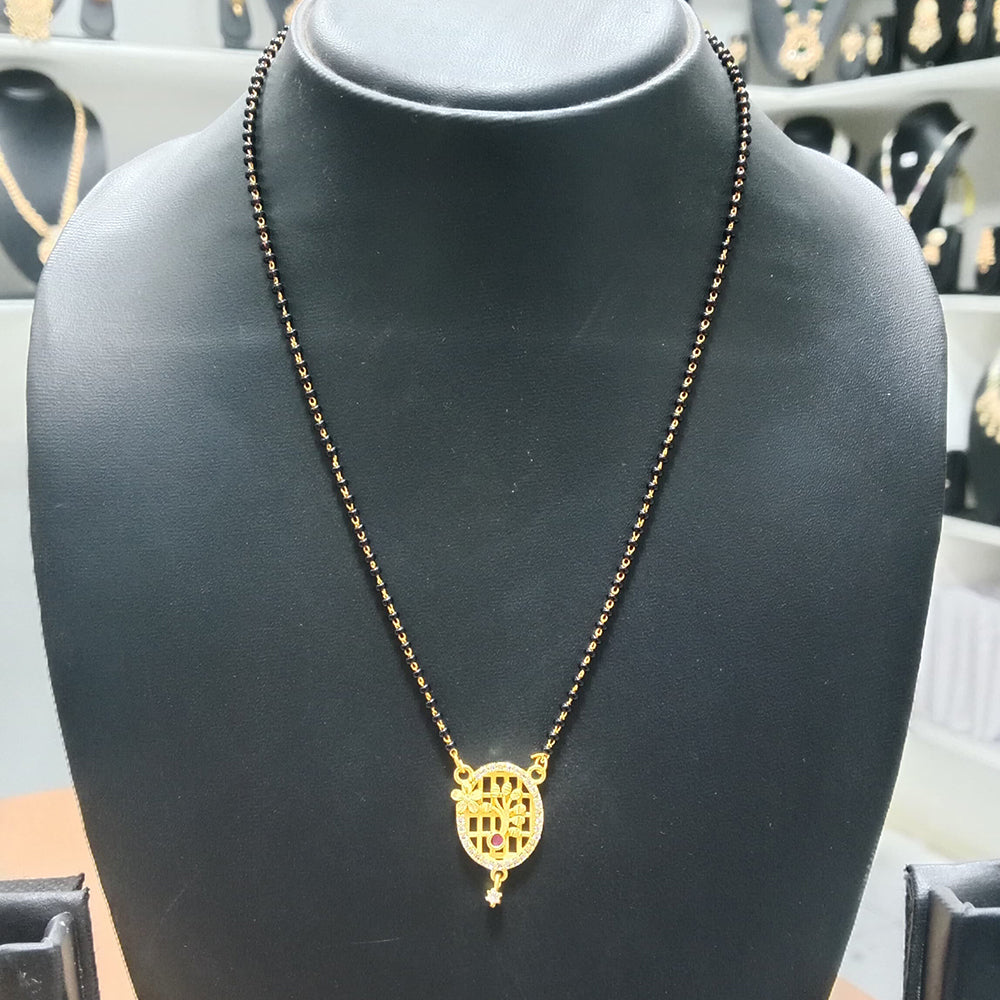 Harakh Sales Stylish Austrian Stone And Black Beads Mangalsutra