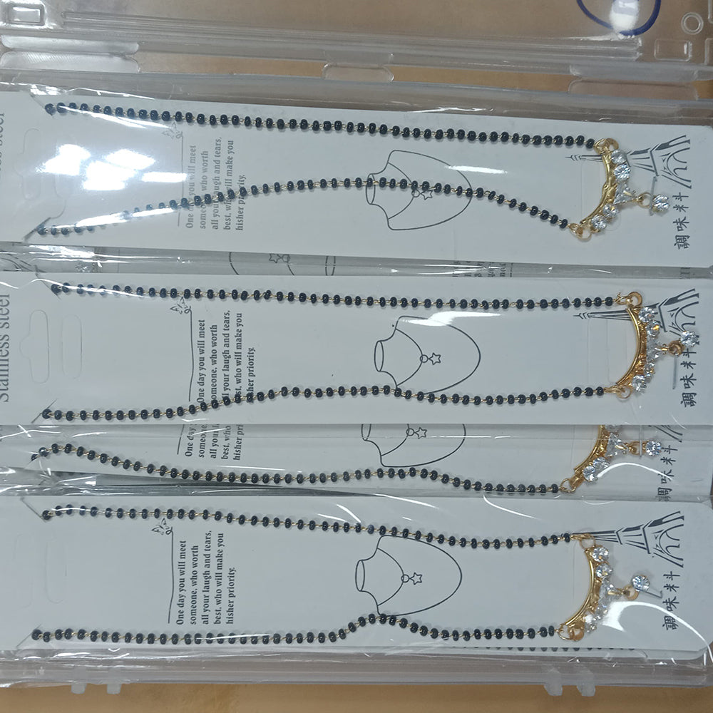 Harakh Sales Stylish Austrian Stone And Black Beads Mangalsutra