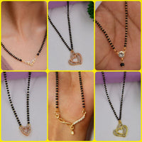 Surat Jewel Premium Austrian Stone And Black Beads Mixed Design Mangalsutra