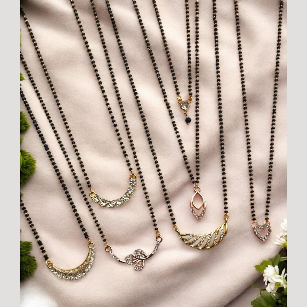 Surat Jewel Premium Austrian Stone And Black Beads Mixed Design Mangalsutra