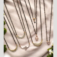 Surat Jewel Premium Austrian Stone And Black Beads Mixed Design Mangalsutra