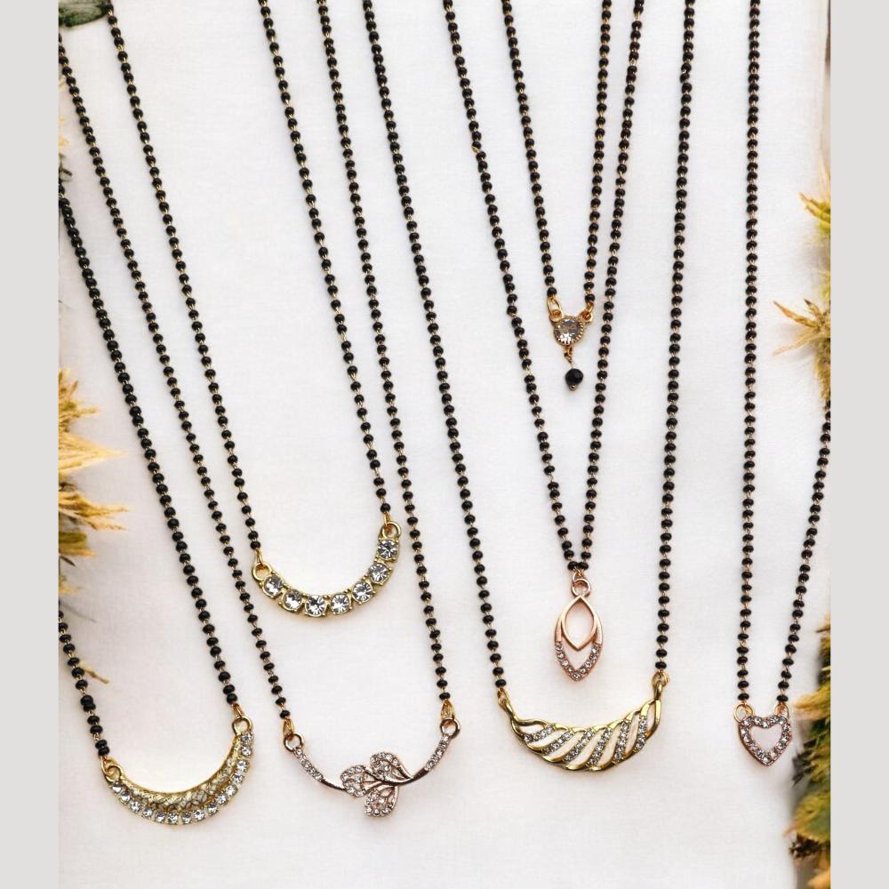Surat Jewel Premium Austrian Stone And Black Beads Mixed Design Mangalsutra