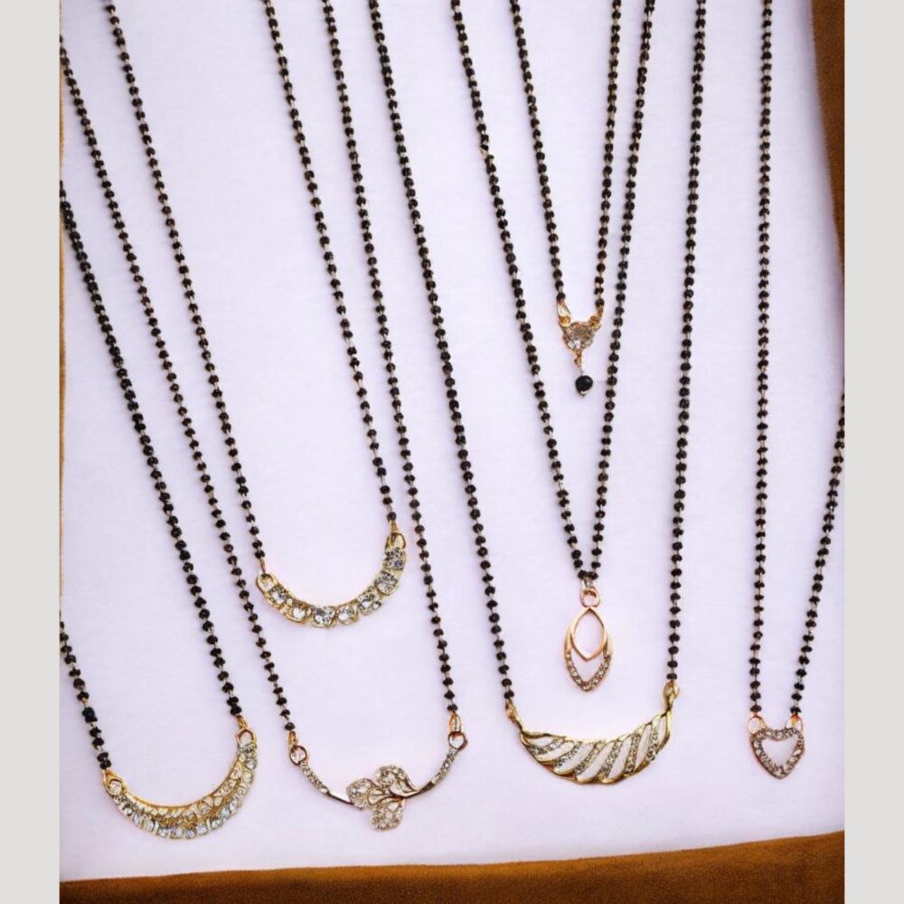 Surat Jewel Premium Austrian Stone And Black Beads Mixed Design Mangalsutra