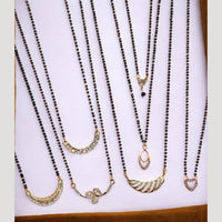 Surat Jewel Premium Austrian Stone And Black Beads Mixed Design Mangalsutra