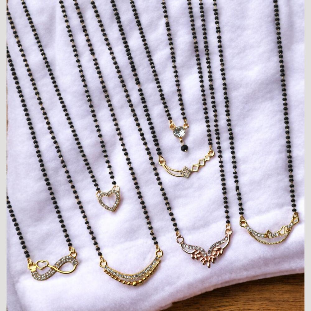 Surat Jewel Premium Austrian Stone And Black Beads Mixed Design Mangalsutra