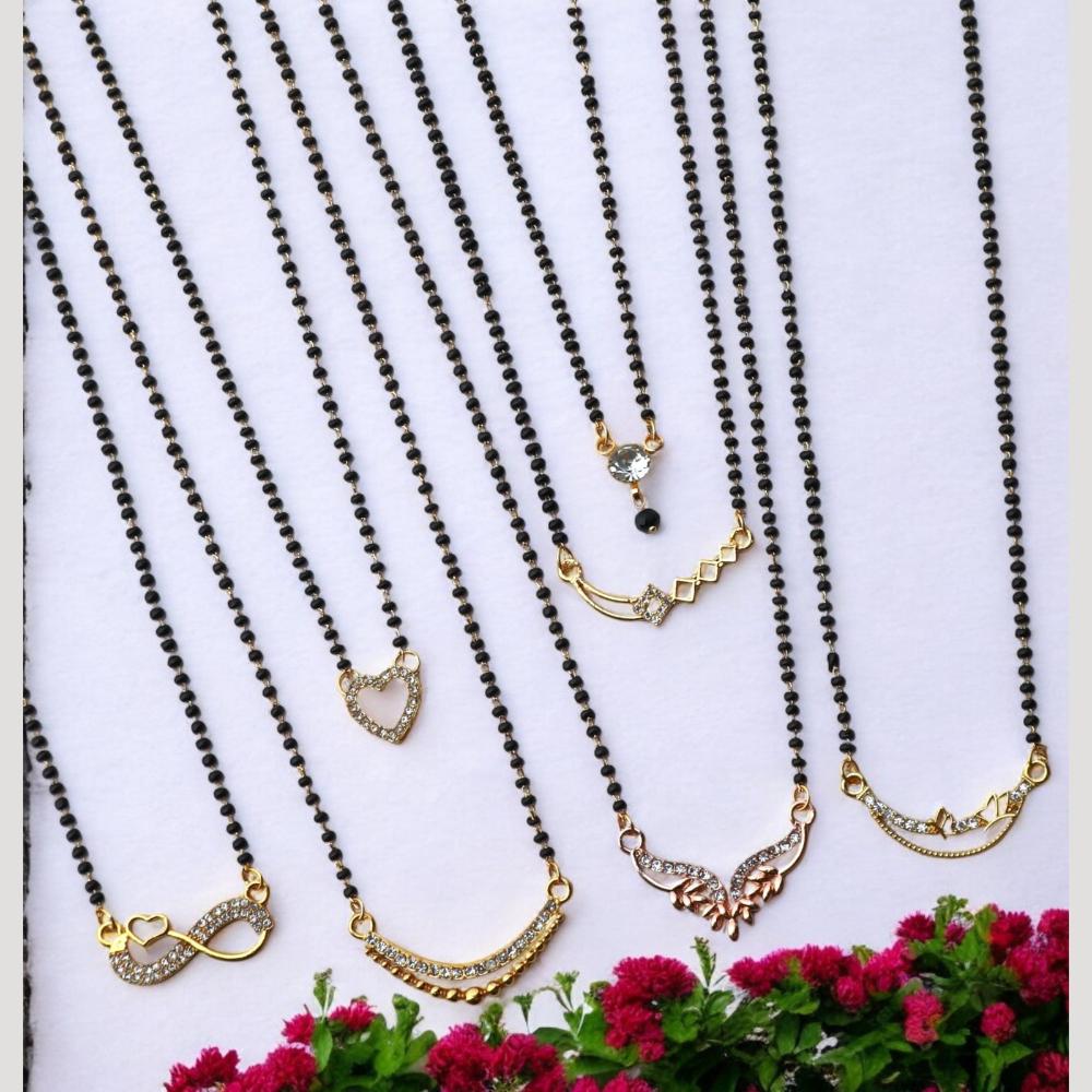 Surat Jewel Premium Austrian Stone And Black Beads Mixed Design Mangalsutra