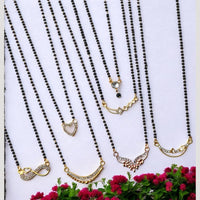 Surat Jewel Premium Austrian Stone And Black Beads Mixed Design Mangalsutra