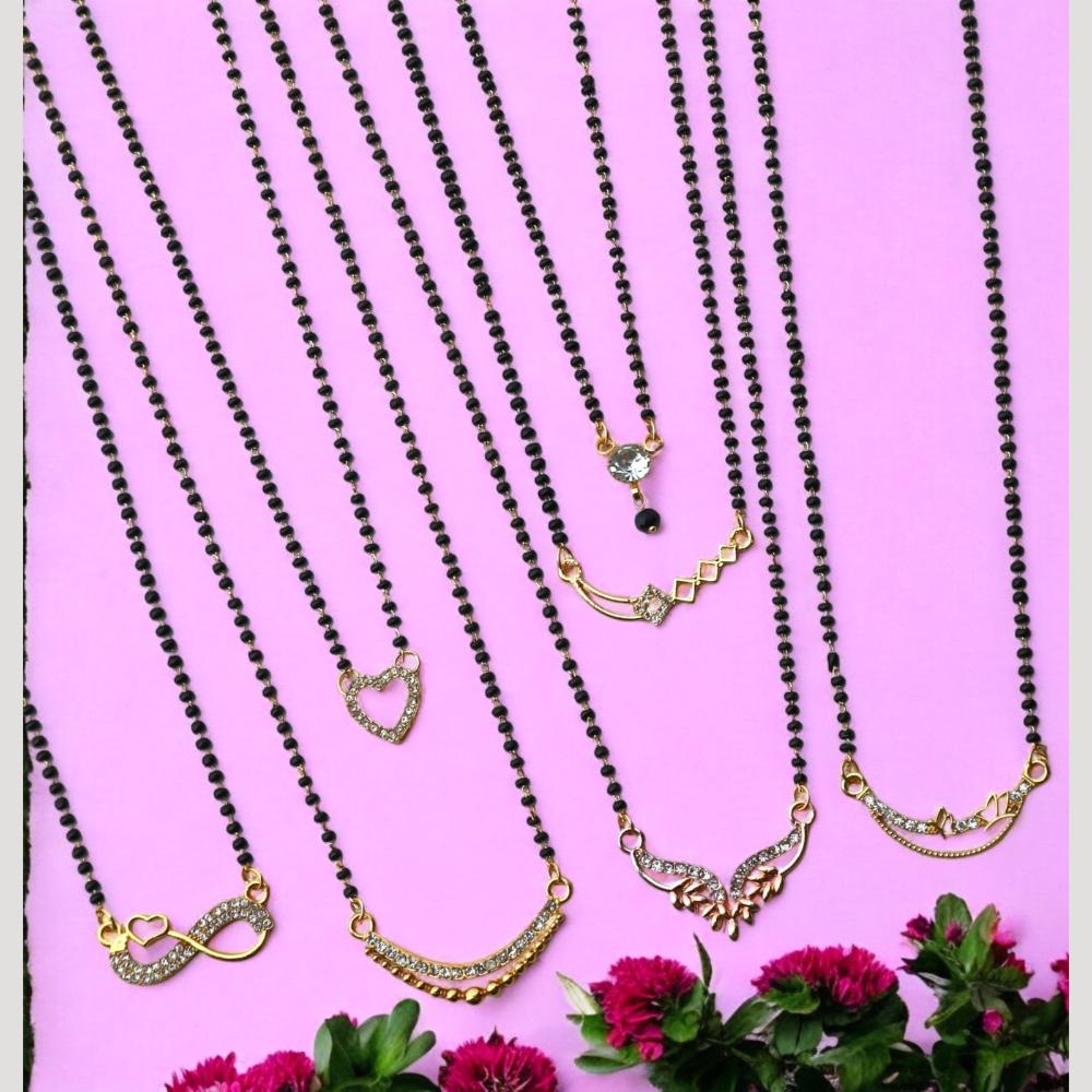 Surat Jewel Premium Austrian Stone And Black Beads Mixed Design Mangalsutra