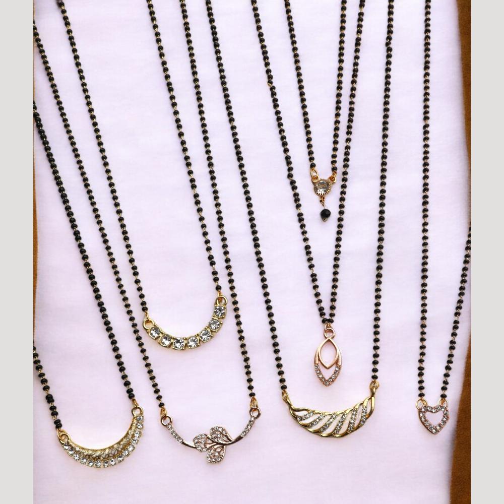 Surat Jewel Premium Austrian Stone And Black Beads Mixed Design Mangalsutra