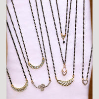 Surat Jewel Premium Austrian Stone And Black Beads Mixed Design Mangalsutra