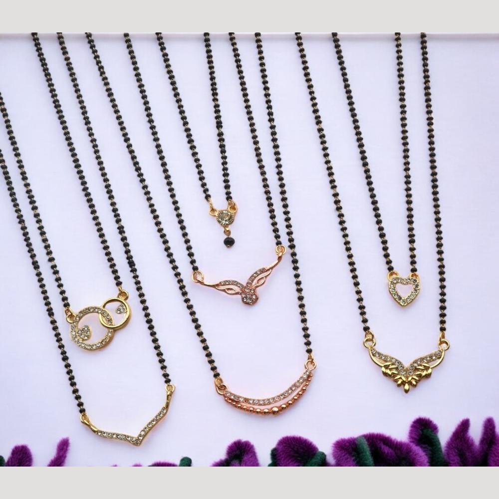 Surat Jewel Premium Austrian Stone And Black Beads Mixed Design Mangalsutra