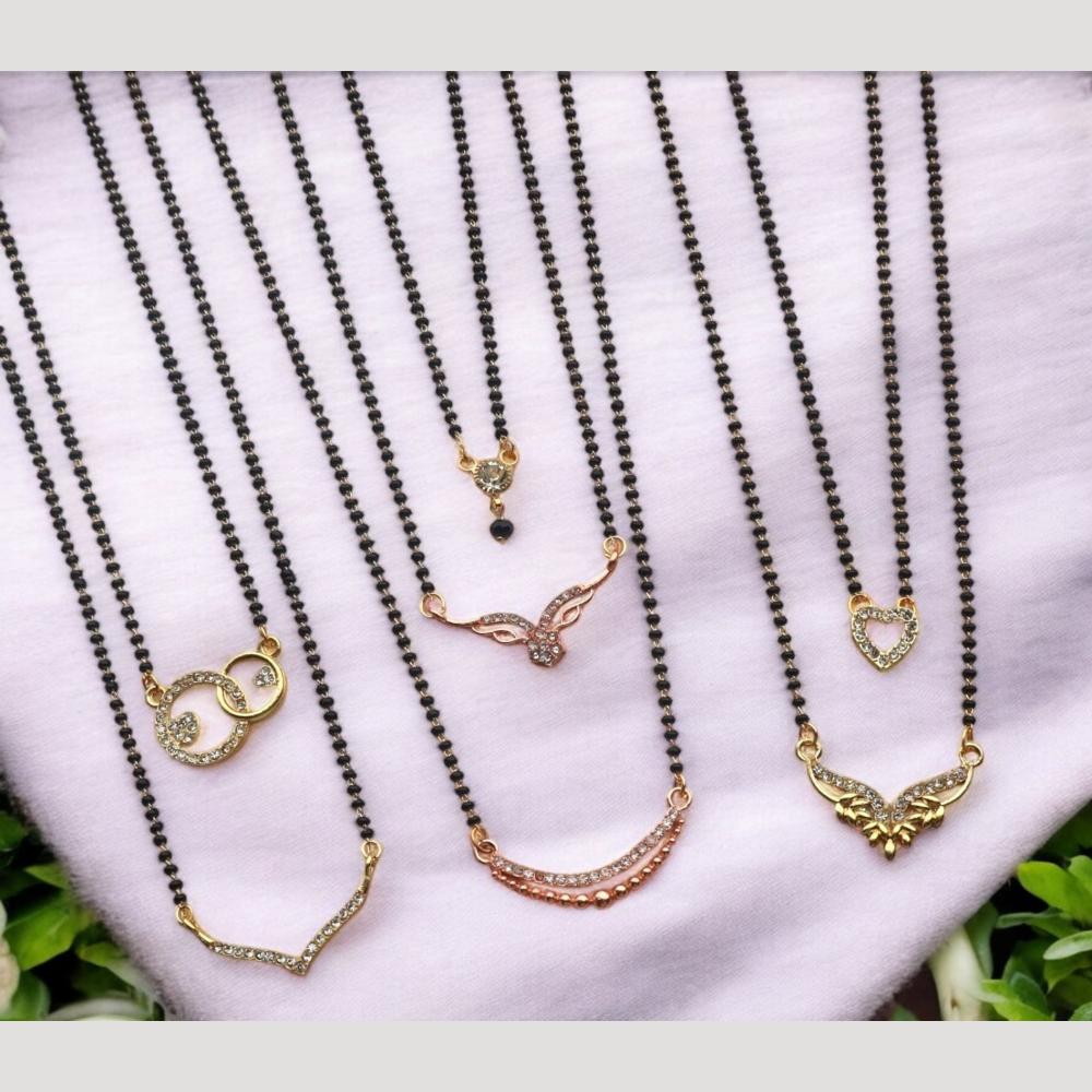 Surat Jewel Premium Austrian Stone And Black Beads Mixed Design Mangalsutra