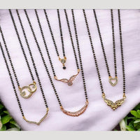 Surat Jewel Premium Austrian Stone And Black Beads Mixed Design Mangalsutra
