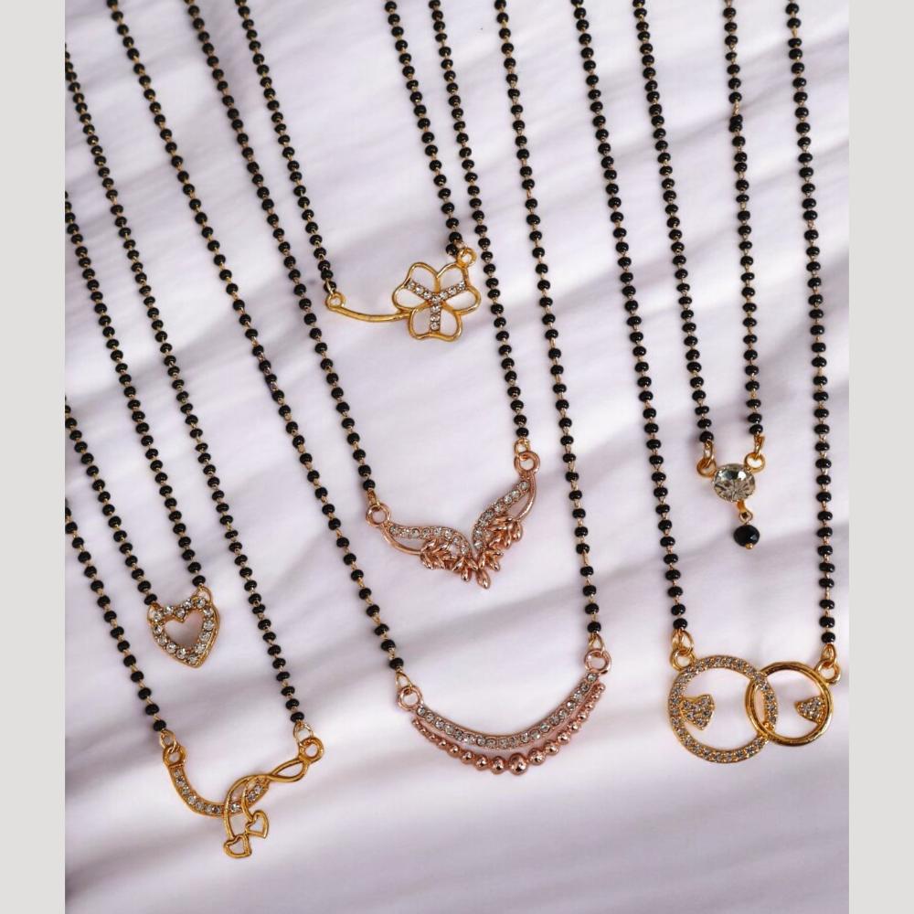 Surat Jewel Premium Austrian Stone And Black Beads Mixed Design Mangalsutra