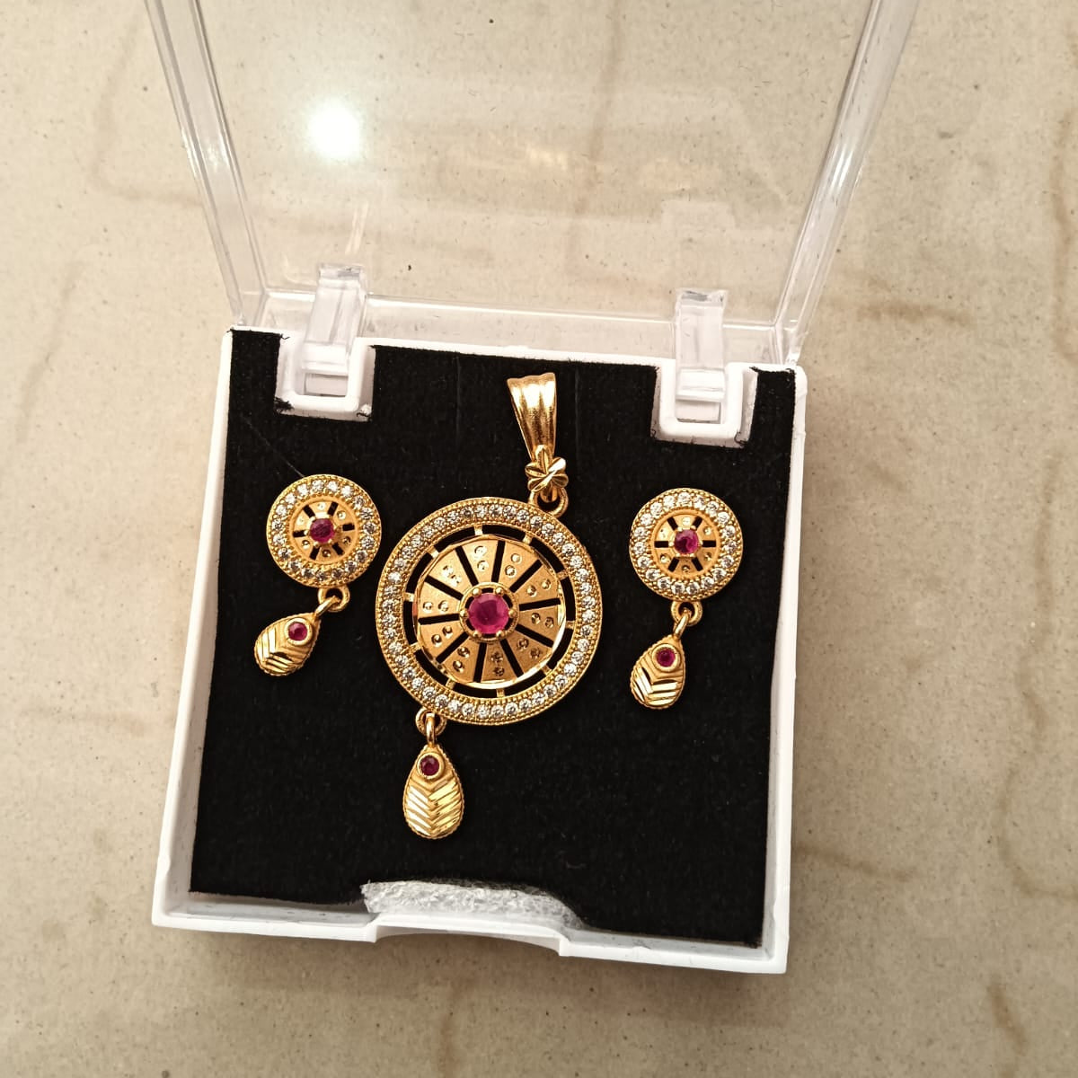 Santosh Chudighar Shimmering Austrian Stone Pendant Set