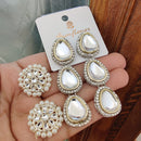 ZF Collection Premium Kundan And Pearl Earings Jewellery Combo Set