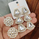 ZF Collection Premium Kundan And Pearl Earings Jewellery Combo Set