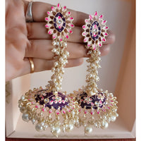 ZF Collection Traditional Kundan And Pearl Meenakari Designer Jhumki Earrings