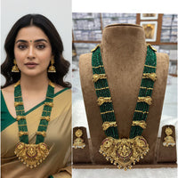 ZF Collection Pota Stone And Pearl Temple Inspired Long Necklace Set