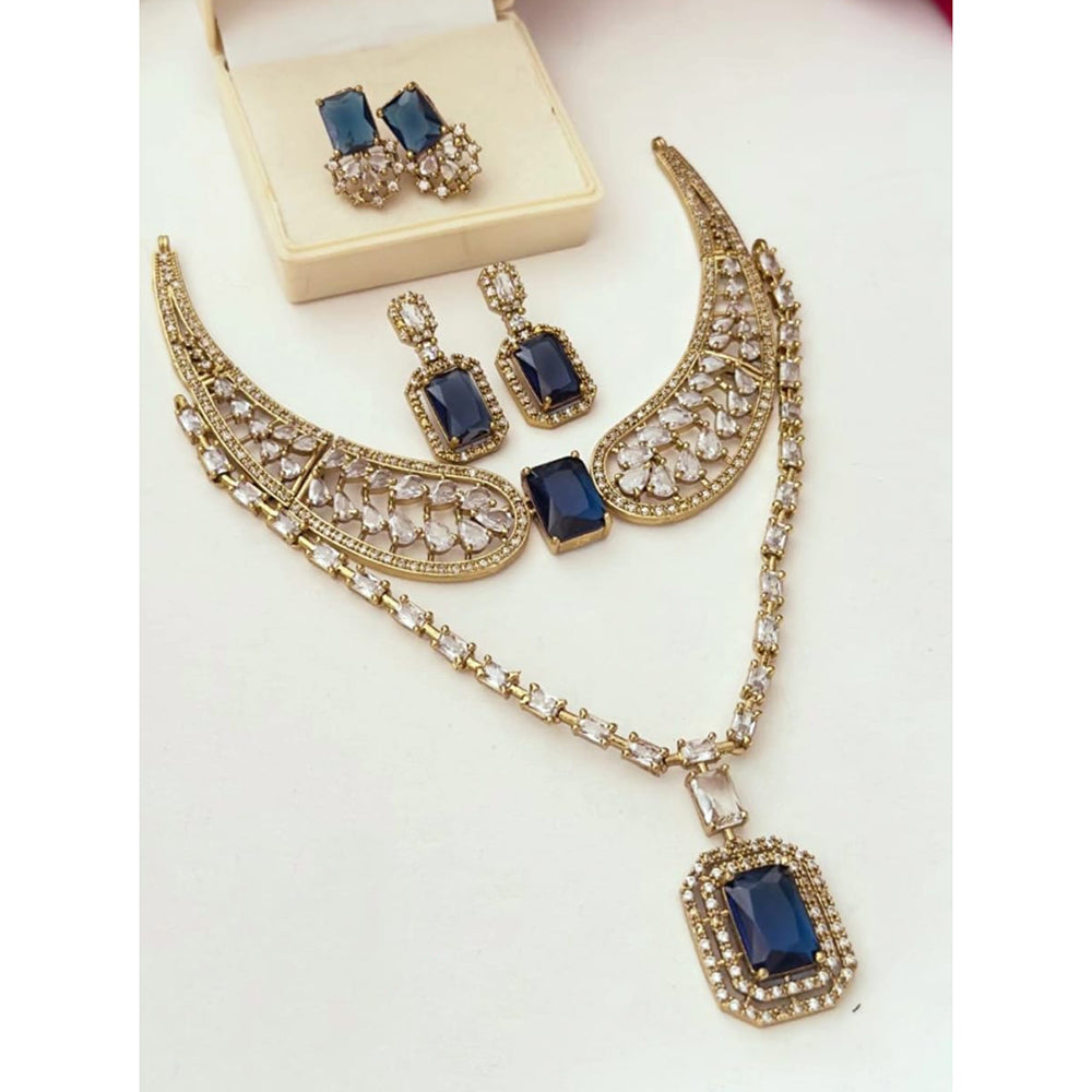 ZF Collection Royal American Diamond Fashion Double Necklace Set