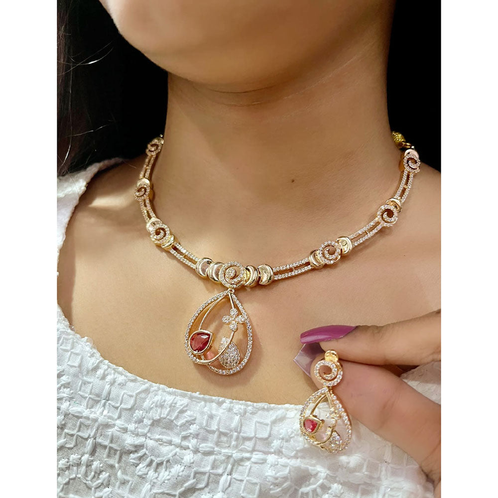 ZF Collection Designer Pota Stone And Austrian Stone Necklace Set