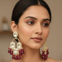 ZF Collection Royal Kundan Austrian Stone Beaded Dangler Earrings