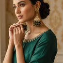 ZF Collection Royal Crystal Stone And Beaded Jhumki Earrings