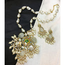ZF Collection Pota Stone And Mother of Pearl Designer Long Necklace Set