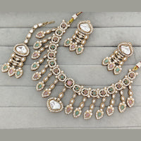 ZF Collection Royal Kundan Stone And Pota Stone Necklace Set