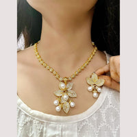 ZF Collection Sparkling Austrian Stone And Pearl Party Wear Necklace Set