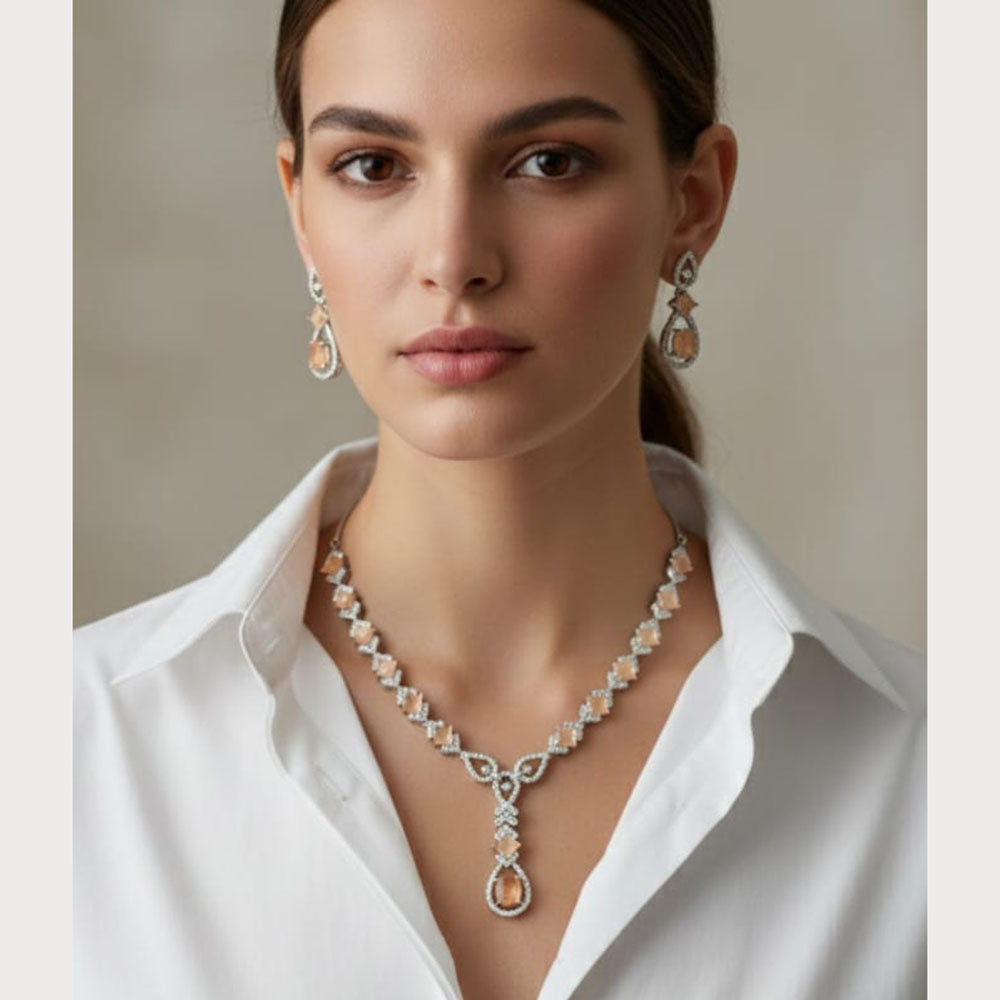 ZF Collection Luxury American Diamond Necklace Set