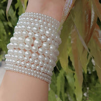ZF Collection Designer Multilayered Beads And Pearl Spiral Bracelet