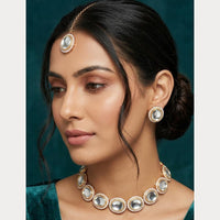 ZF Collection Elegant Kundan Stone Choker Necklace Set