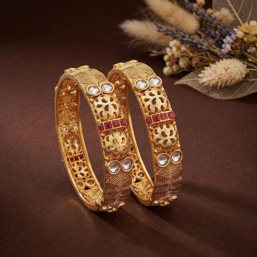 ZF Collection Designer Pota Stone Openable Bangles Set 