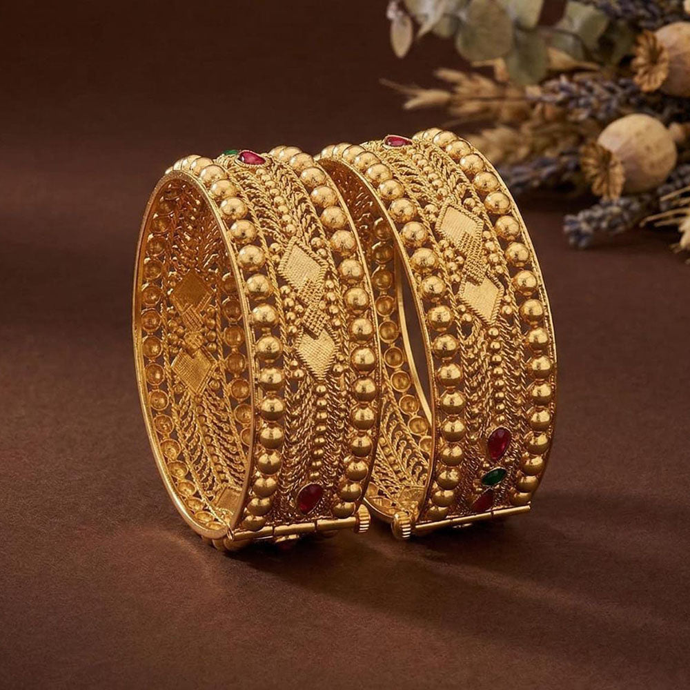 ZF Collection Designer Pota Stone Openable Bangles Set 