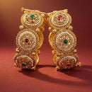 ZF Collection Designer Pota Stone And Pearl Openable Bangles Set 