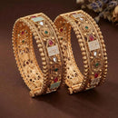 ZF Collection Designer Pota Stone Meenakari Openable Bangles Set 