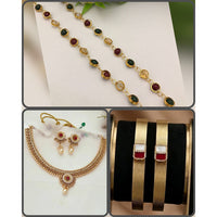 ZF Collection Party Wear Pota Stone And Pearl Combo Set