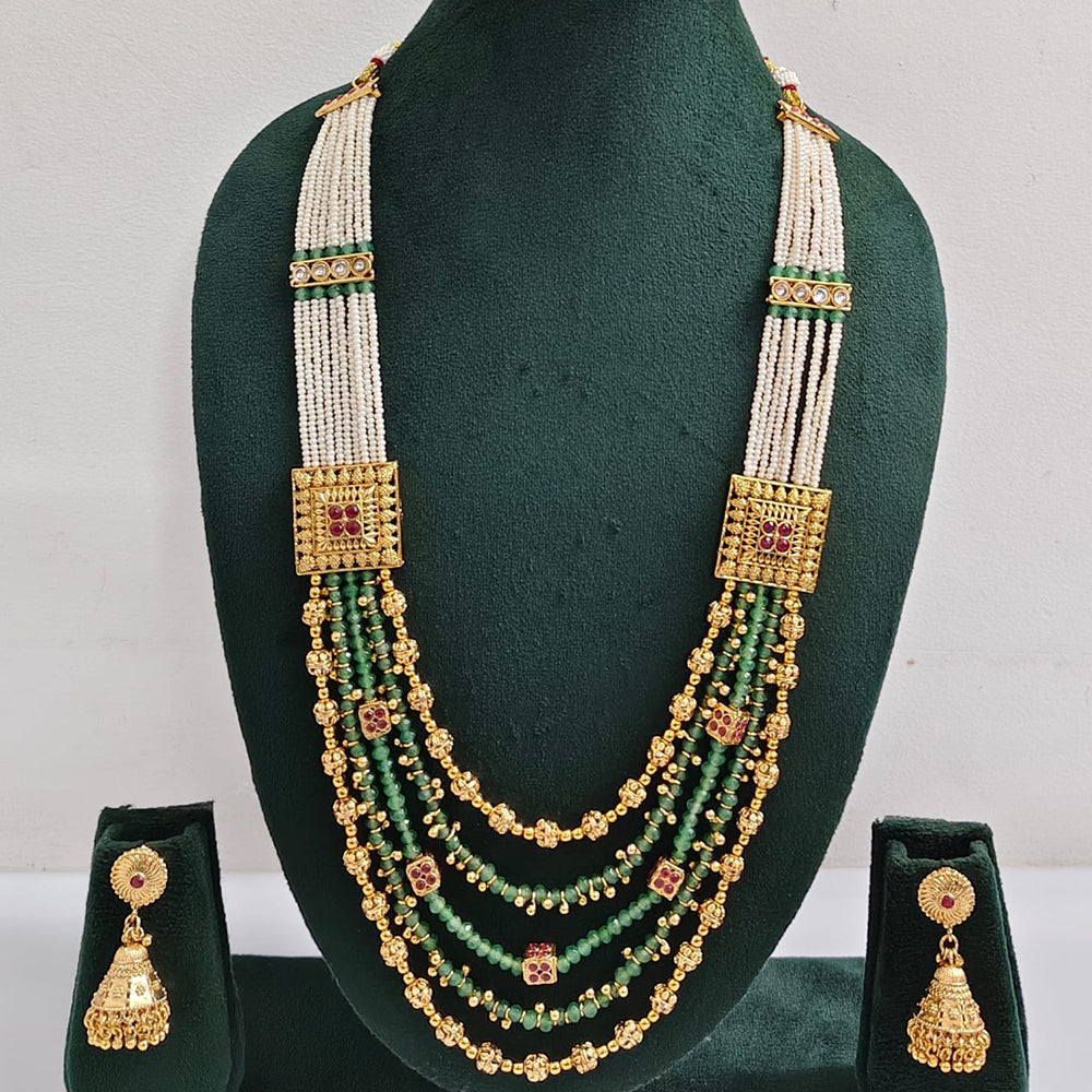 ZF Collection Traditional Pota Stone And Beads Long Necklace Set 